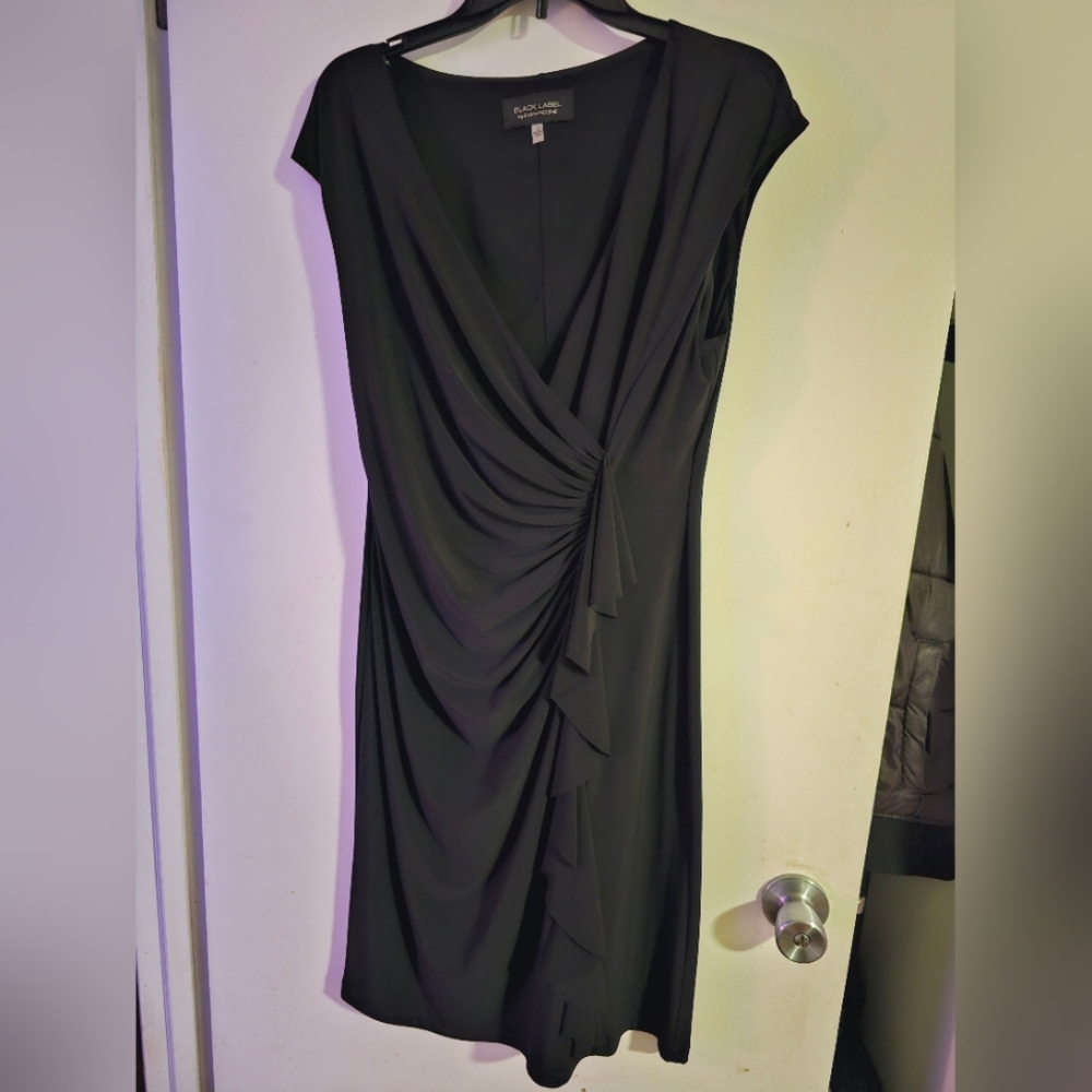Black Label by Evan Picone Rouched Cocktail Dress